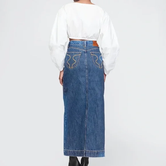 Gap × Cult Gaia Asymmetrical Denim Maxi Skirt - Picture 3 of 3